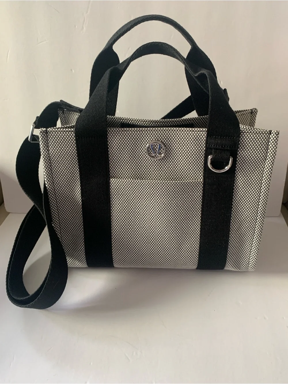 Lululemon Two Toned Canvas Mini Tote in Black and White